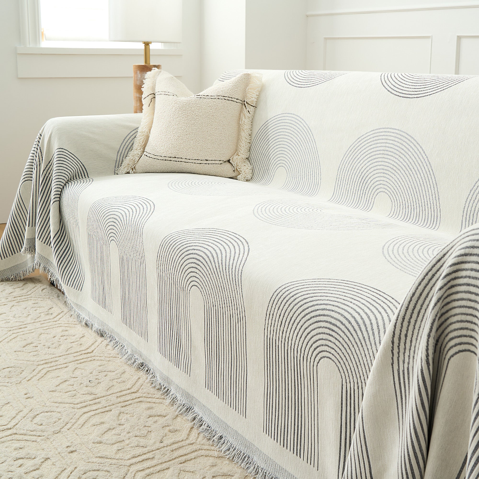 Midnight Curves Sofa Cover - Stretchable Furniture Protector for Couches & Sectionals - Final Sale - Perfect for Living Room, Family Room & Home Decor