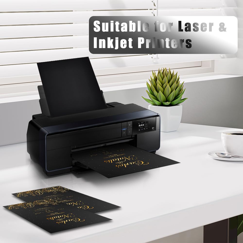30 Sheets Black Cardstock Paper, 8.5 x 11 Inches, 92lb/250gsm Thick Cover Stock - Premium Heavyweight Cardstock for Printing, Invitations, Scrapbooking, DIY Crafts, Home Decor, Drawing & Art Projects - Perfect for Wedding Invites, Greeting Cards, School Projects and Professional Presentations