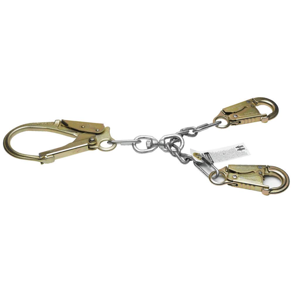 Werner C191204 22-Inch Chain Rebar Positioning Lanyard with 2 Snap Hooks & Rebar Hook - Heavy Duty Safety Lanyard for Construction Workers - Ideal for Roofing, Scaffolding & Steel Reinforcement Work