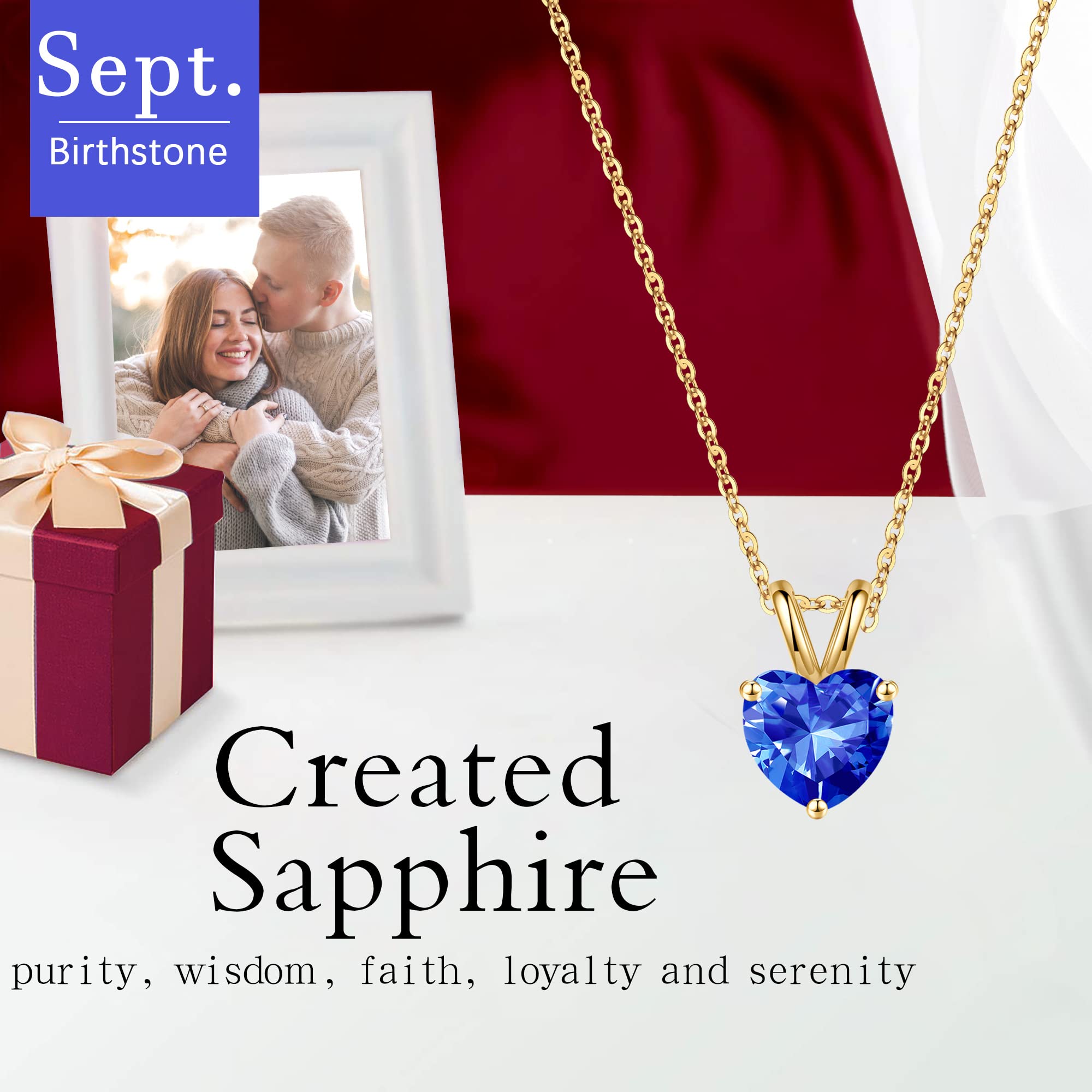 Heart Birthstone Necklace for Women - 925 Sterling Silver Dainty Heart Pendant, Sparkling Anniversary & Birthday Jewelry Gift for Mom, Wife, Daughter, Grandma | Perfect for Mother's Day, Valentine's Day & Special Occasions