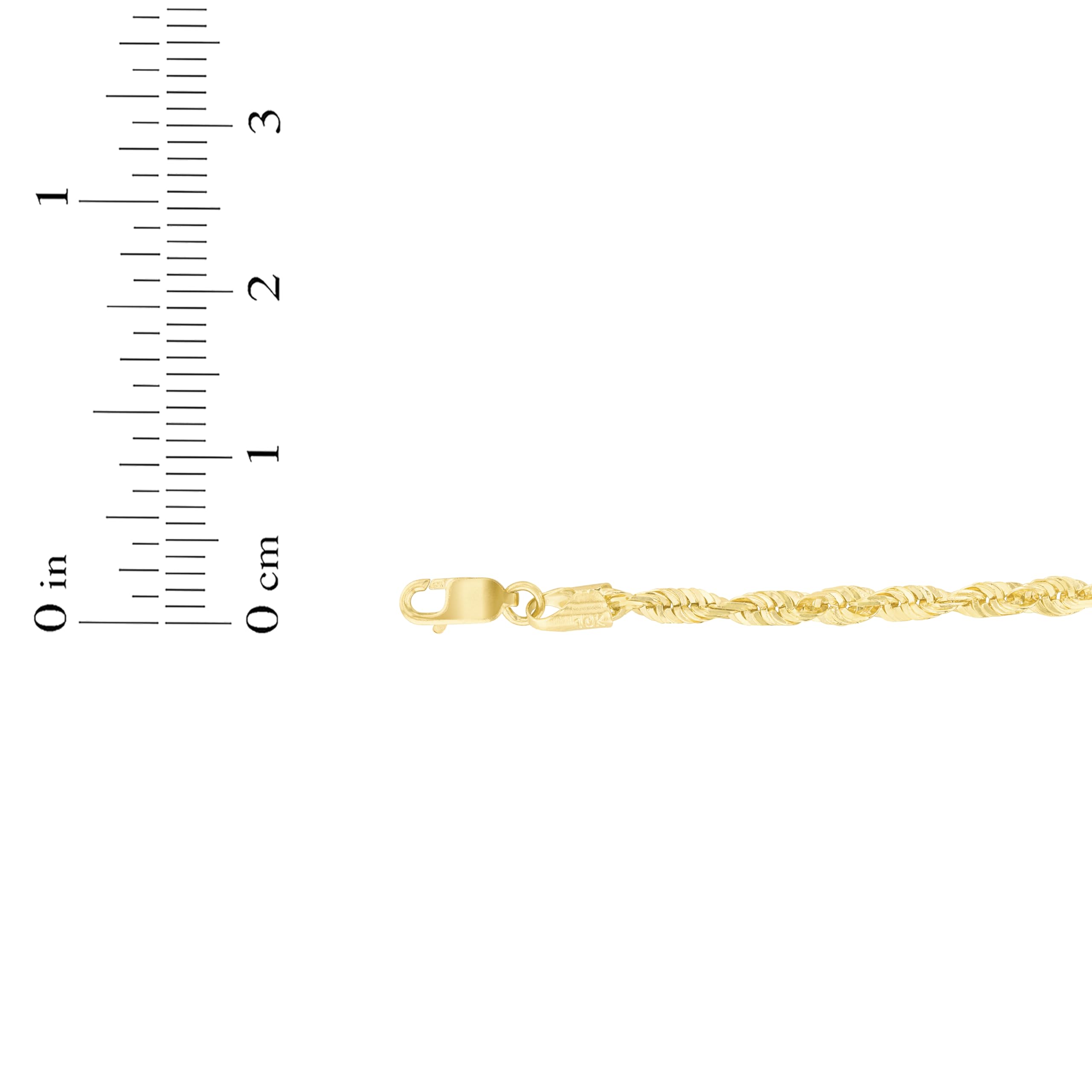 10K Yellow Gold 2.8mm Solid Spiral Rope Chain Bracelet with Multi Diamond Cut - Elegant Jewelry for Women, Perfect for Gifts, Parties & Everyday Wear