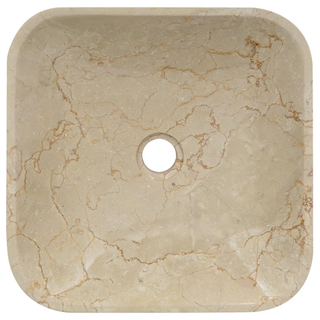 Premium Handcrafted Cream Marble Bathroom Sink - Modern & Elegant Vanity Basin for Bathroom, Powder Room or Washroom - Durable Easy-Clean Natural Stone - 15.7