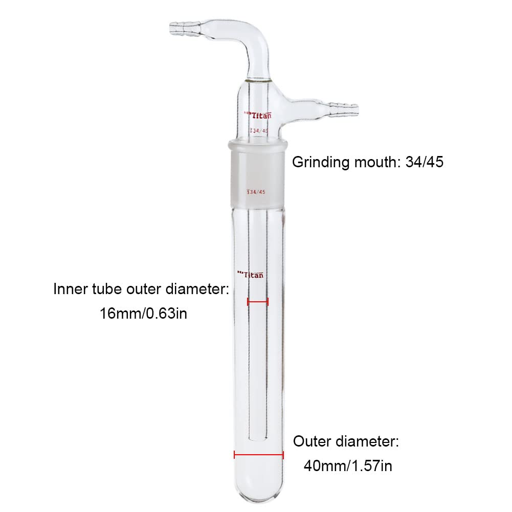 High-Quality 2-Part Glass Vacuum Cold Trap with 34/45 Joint - Lab Gas Washing Bottle for Solvent Removal & Distillation | Perfect for Chemistry Labs, Research & Industrial Applications