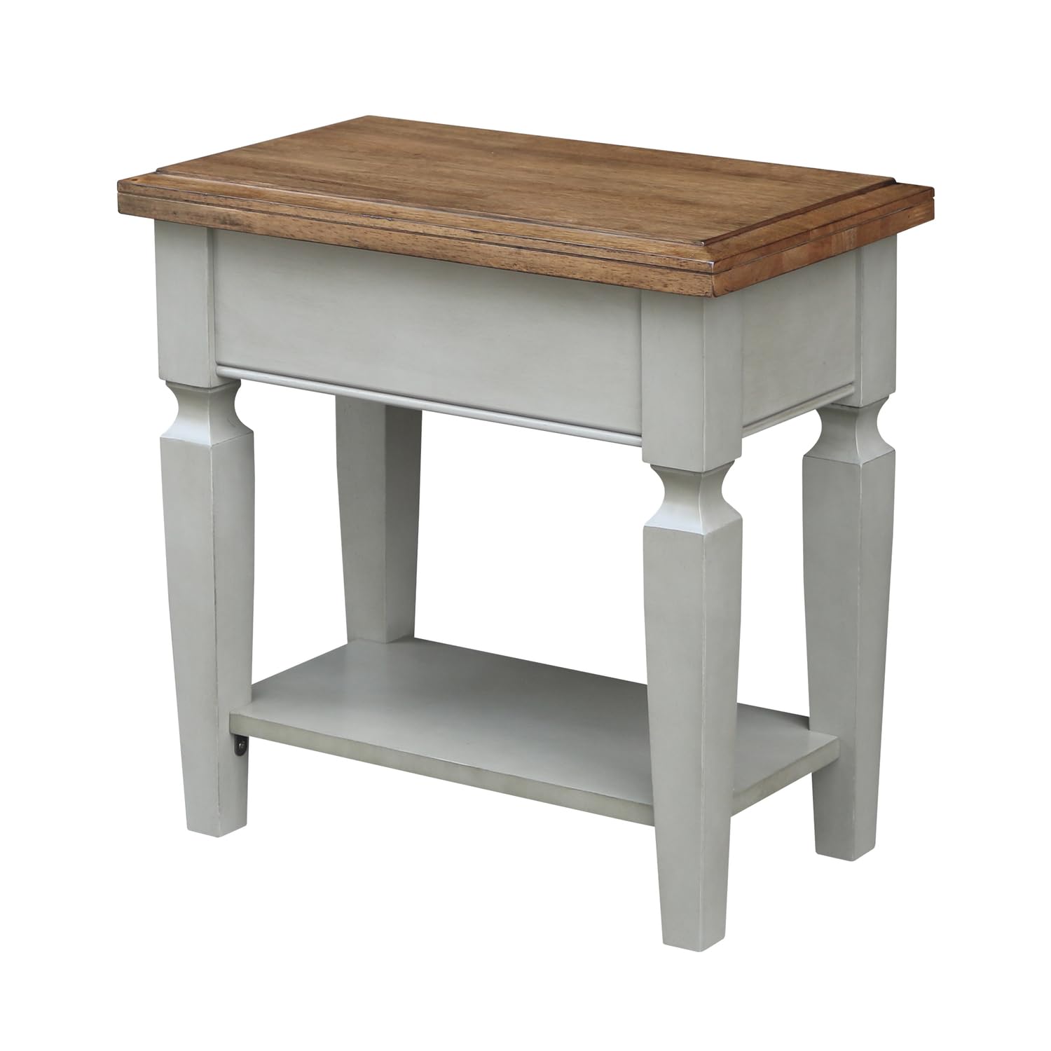 IC International Concepts Solid Wood Vista Side Table - Distressed Hickory & Stone Finish - Perfect for Living Room, Bedroom or Office Decor