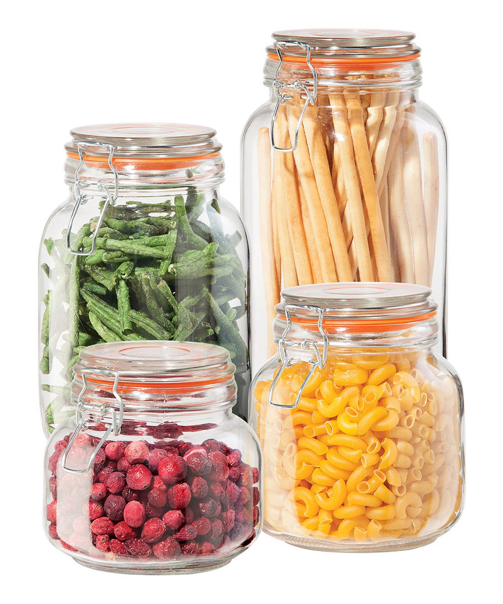 Oggi 4-Piece Glass Food Storage Set - Airtight Kitchen Containers for Pantry & Countertop Organization
