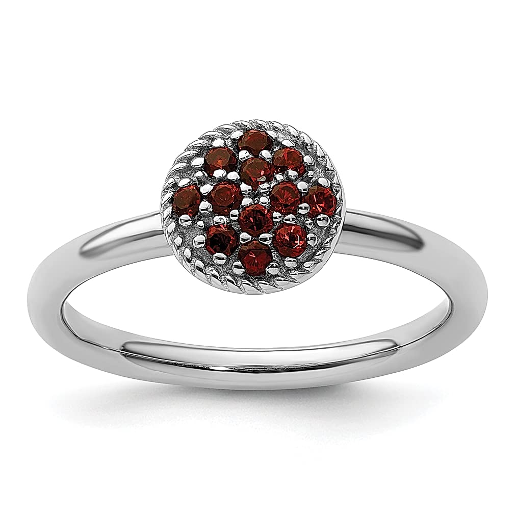 925 Sterling Silver Red Garnet Band Ring - January Birthstone Gemstone Jewelry for Women | Stackable Fine Jewelry Gift for Her | Perfect for Anniversaries, Valentine's Day & Everyday Wear