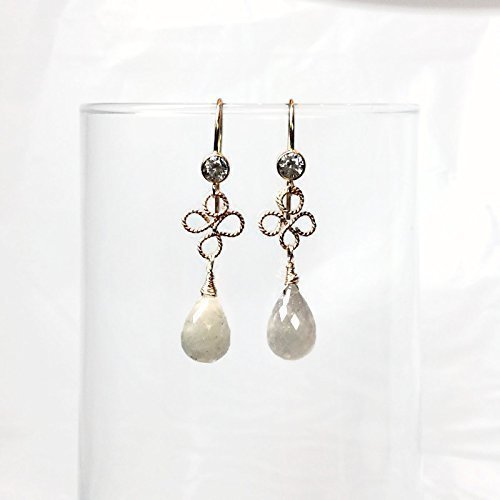 Natural White Sapphire Teardrop Earrings | Handmade Fine Jewelry Gift for Women | Elegant Dangle Earrings for Wedding, Anniversary & Special Occasions