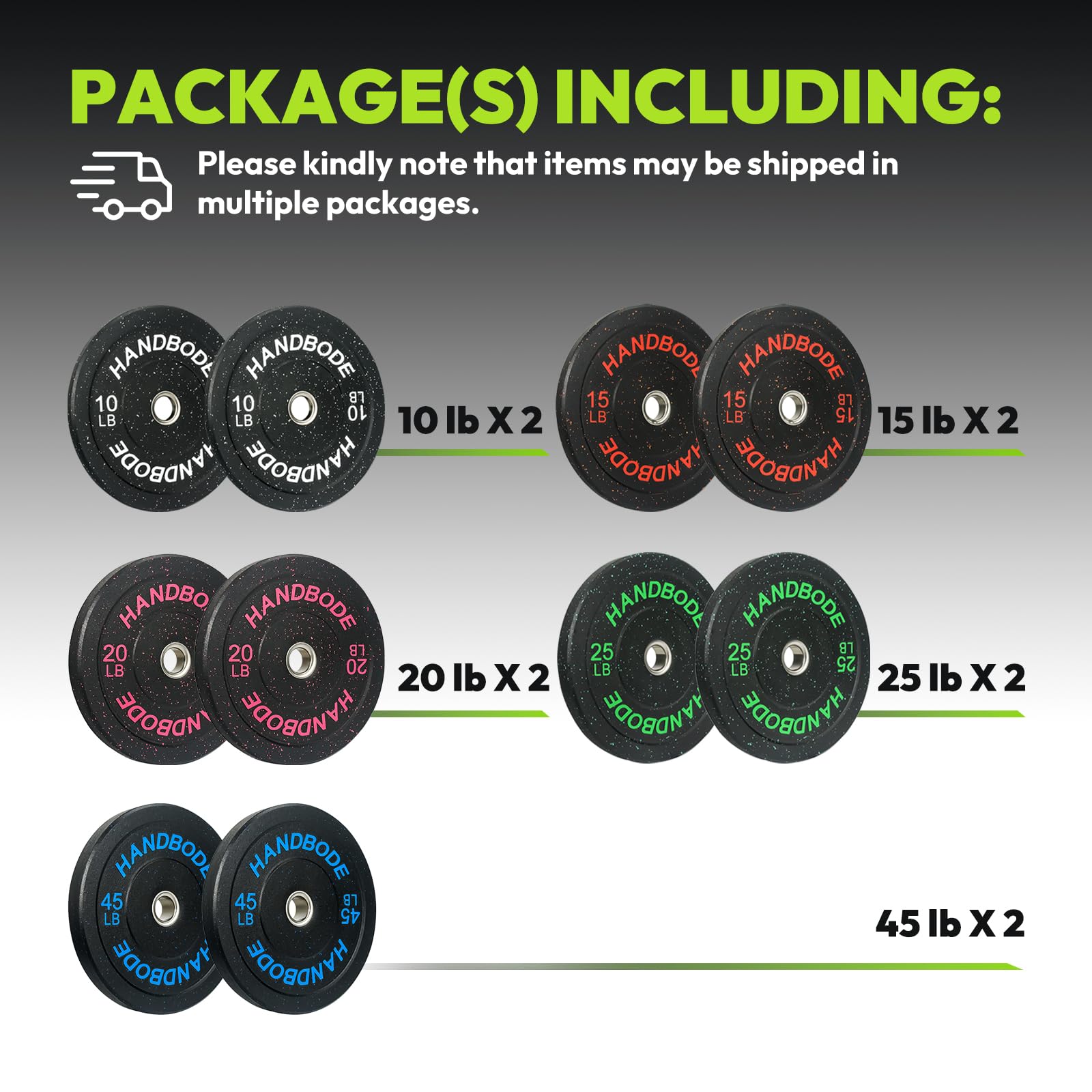 Premium 2-Inch Olympic Bumper Plates Set (45lb-300lb) - High Bounce Rubber Weight Plates for CrossFit, Powerlifting & Home Gym Strength Training - Durable Colored Weight Plates for Barbell Workouts & Functional Fitness