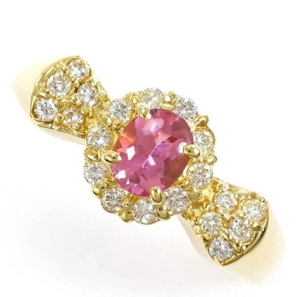 18K Yellow Gold Pink Tourmaline Diamond Ring for Women - Elegant Gemstone Engagement & Wedding Band - Perfect for Anniversary, Valentine's Day & Special Occasions