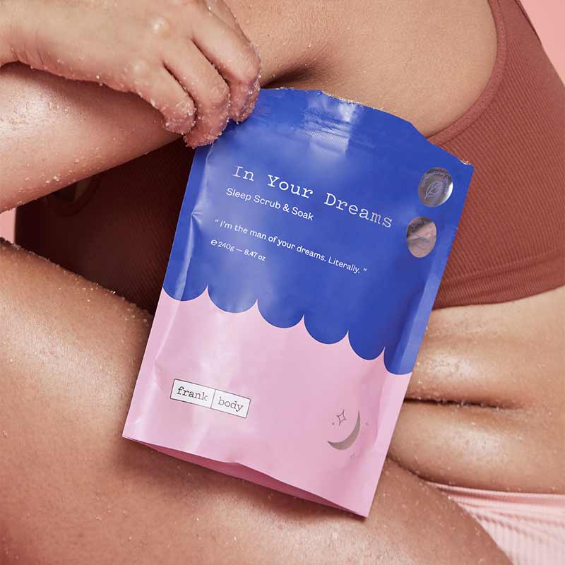 Frank Body In Your Dreams Sleep Scrub & Soak - Exfoliating Body Scrub for Relaxation & Better Sleep - Perfect for Nighttime Skincare Routine & Self-Care Moments