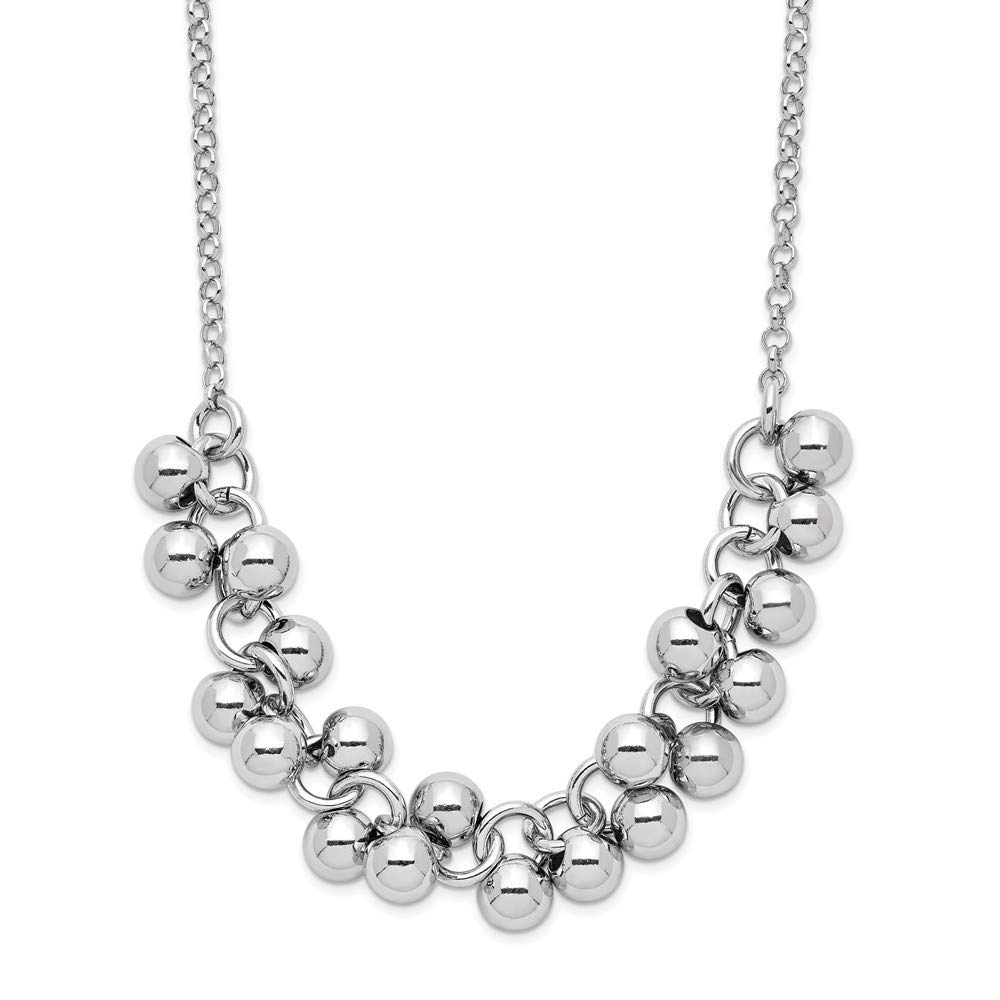 925 Sterling Silver Rhodium Plated Dangling Beads Necklace - 18 Inch Elegant Jewelry Gift for Women, Perfect for Weddings, Parties & Special Occasions