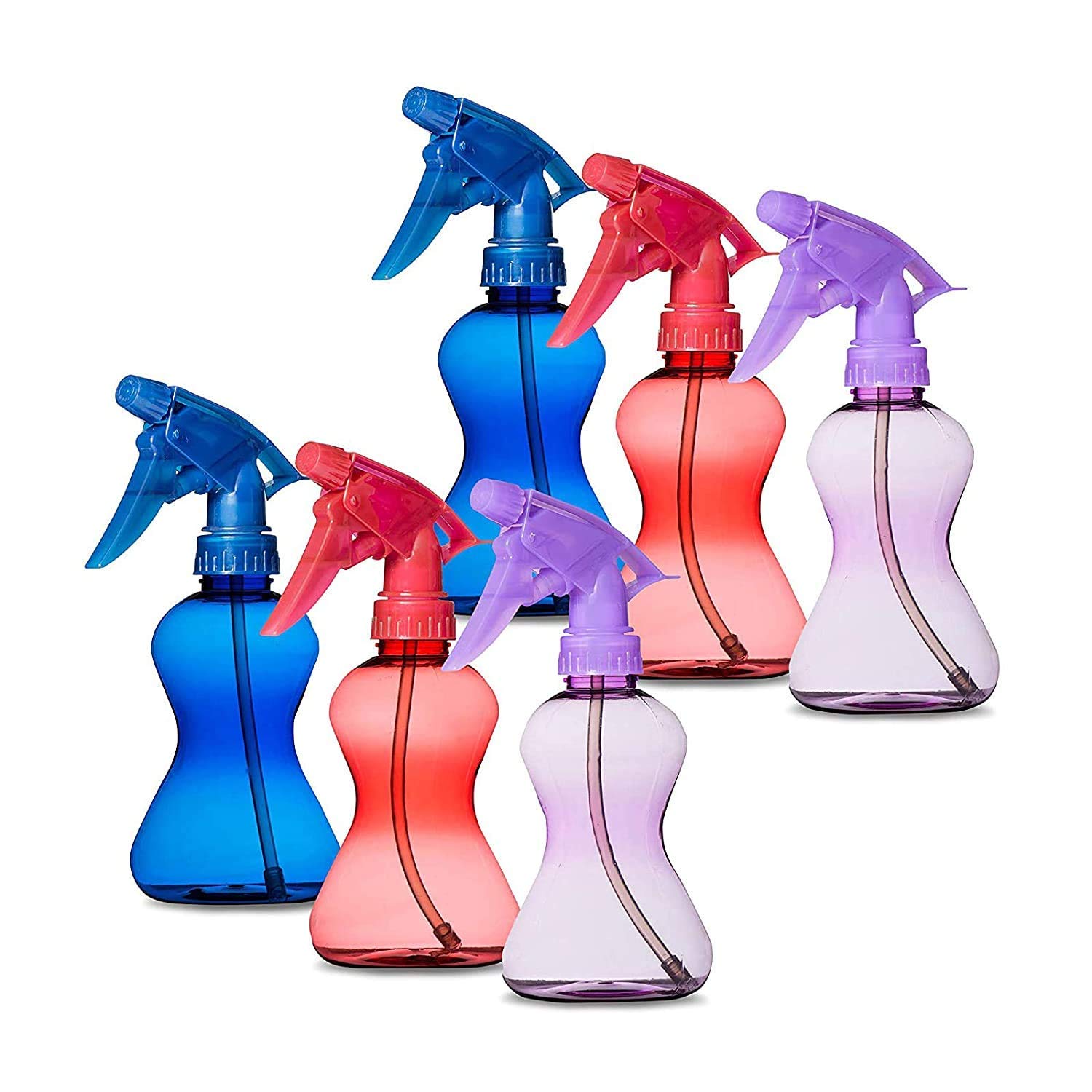 120 Pack Spray Bottles Bulk - 10 Oz Empty Plastic Spray Bottles for Hair, Cleaning, Plants & DIY Projects - Fine Mist Sprayer (20 x 6-Packs: 40 Blue, 40 Red, 40 Purple) - Perfect for Salons, Home Cleaning & Gardening