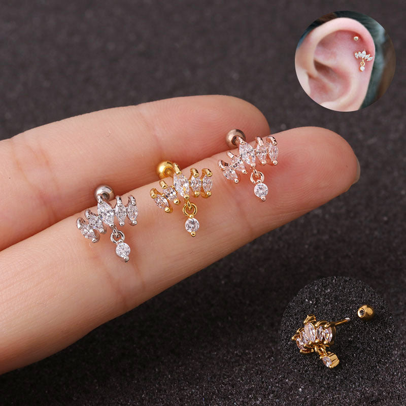20G Cartilage Marquise Crown Dangle Stud Earrings for Women | Hypoallergenic Surgical Steel Tragus Helix Piercing Jewelry | Perfect for Daily Wear, Parties & Special Occasions