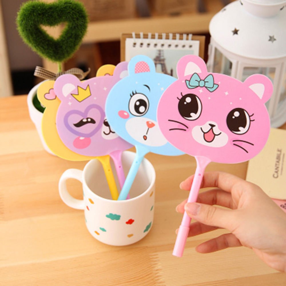 Cute Cartoon Animal Hand Fan Gel Pen Set - 6PCS Creative Ballpoint Pens for Office, School & Art Supplies | Perfect for Note Taking, Journaling & Gift Giving