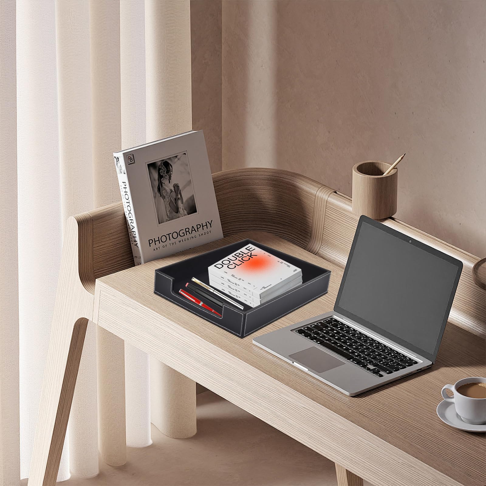 Luxury Leather Letter Tray - Office Desk Organizer for Mail & Files | Home & Office Use