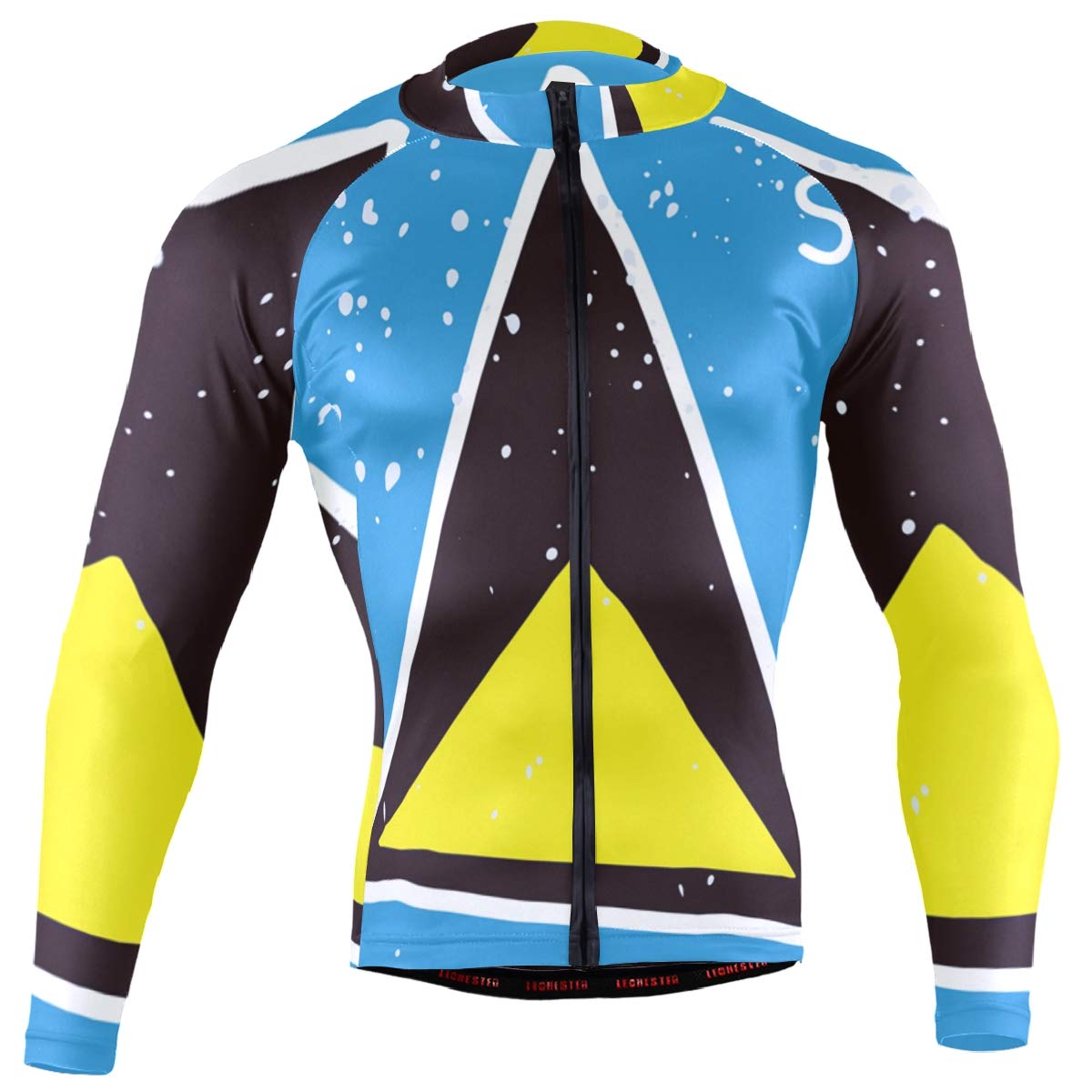 St Lucia Flag Men's Cycling Jersey - Long Sleeve Bike Jacket for Road & Mountain Biking - Breathable & Moisture-Wicking Performance Shirt for Cycling Enthusiasts