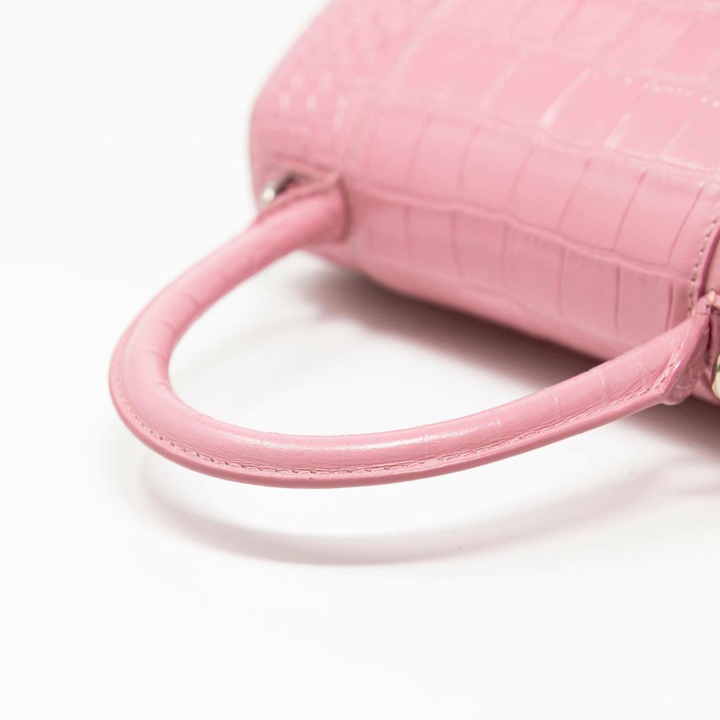 Balenciaga Small Pink Crocodile Hourglass Bag - Luxury Designer Handbag for Women, Perfect for Parties, Dates & Evening Events