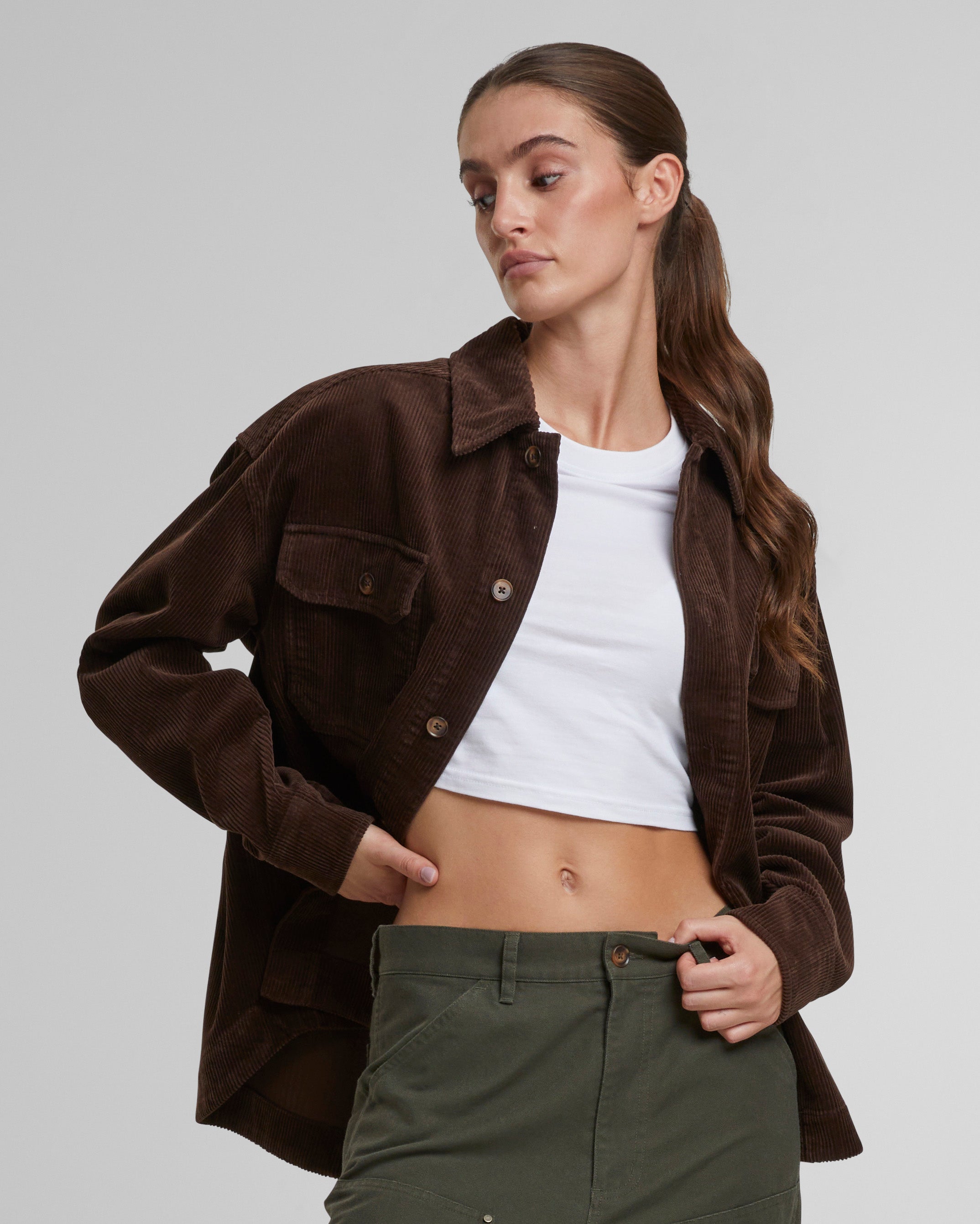 Men's Corduroy Overshirt Jacket in Rich Brown - Casual Layering for Fall & Winter | Perfect for Outdoor Adventures and Urban Style