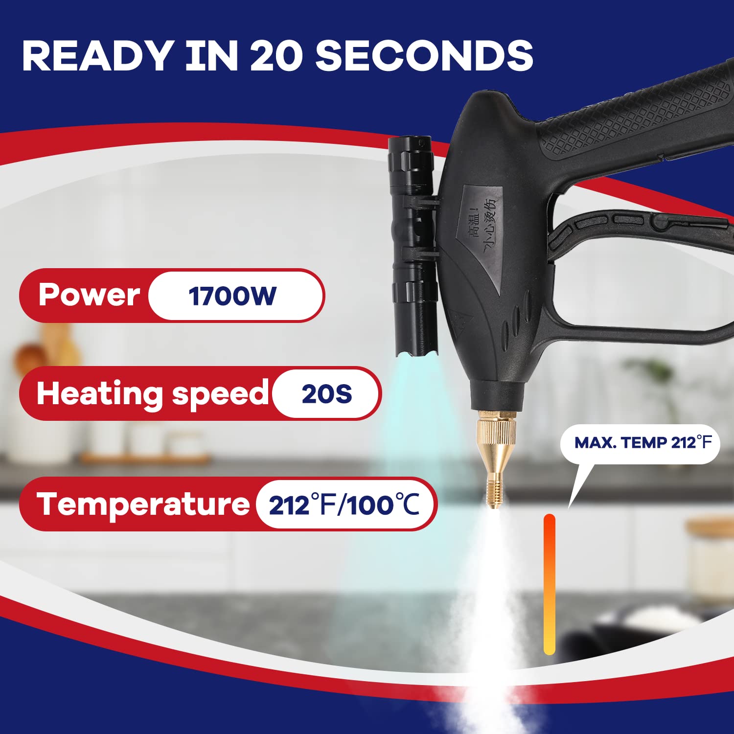 Moongiantgo 2-in-1 Handheld Steam Cleaner - 1500W High Power Steamer for Home Cleaning, Sanitizing Floors, Tiles, Grout, Windows & More | Portable Multi-Surface Steam Mop with Quick Heat Technology