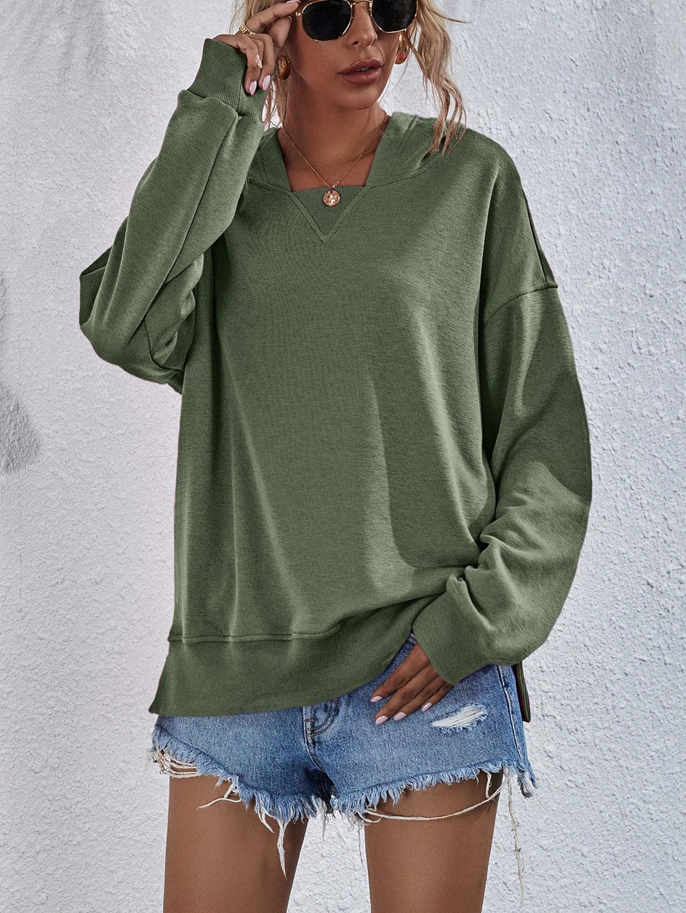 Stylish Dropped Shoulder Slit Hoodie for Women & Men - Trendy Oversized Pullover Sweatshirt | Perfect for Casual Wear, Street Style & Loungewear