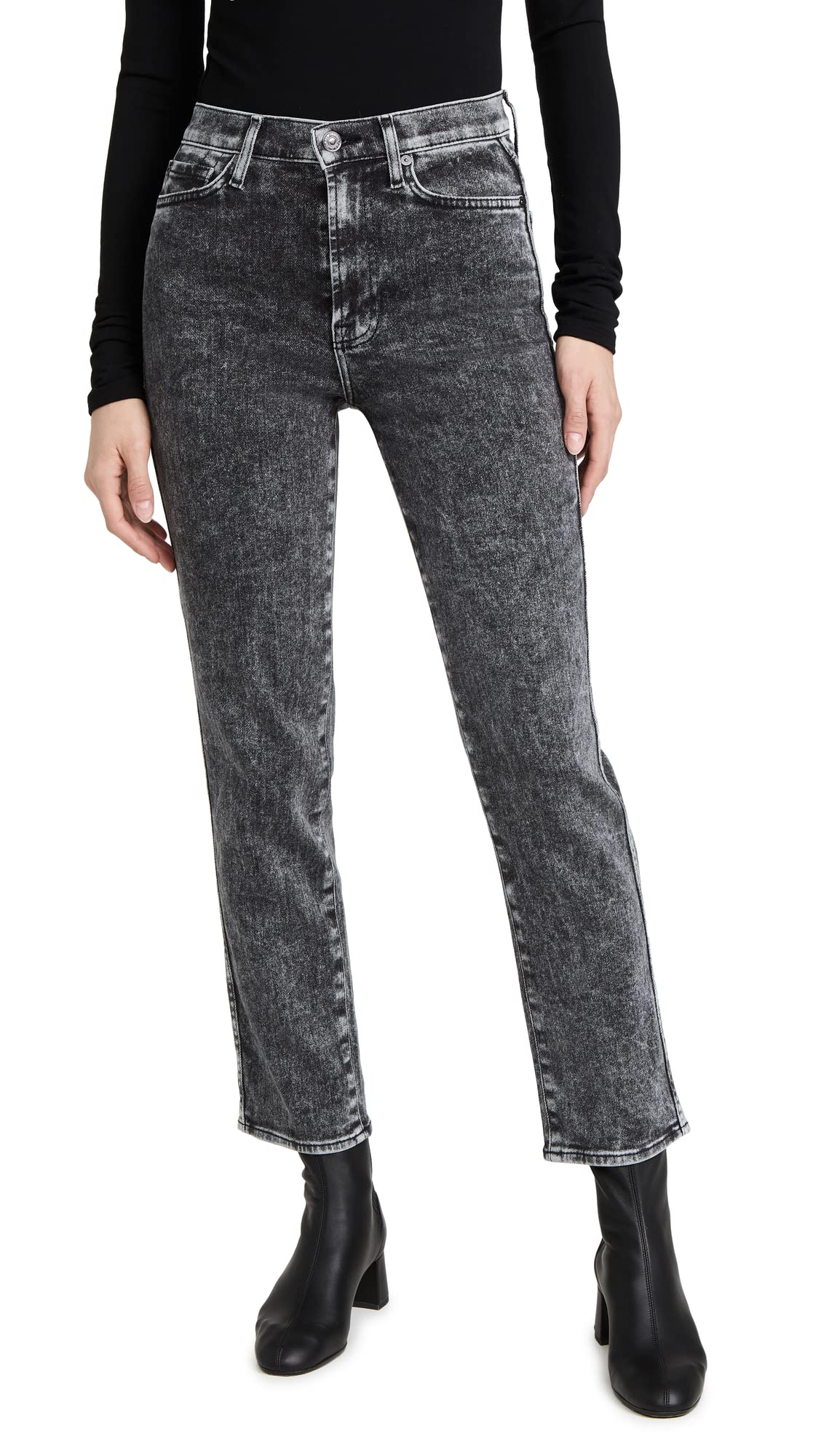 7 For All Mankind Women's High Waist Cropped Straight Jeans - Slimming Denim Pants for Casual Wear & Everyday Outfits | Perfect for Work, Date Night & Weekend Looks