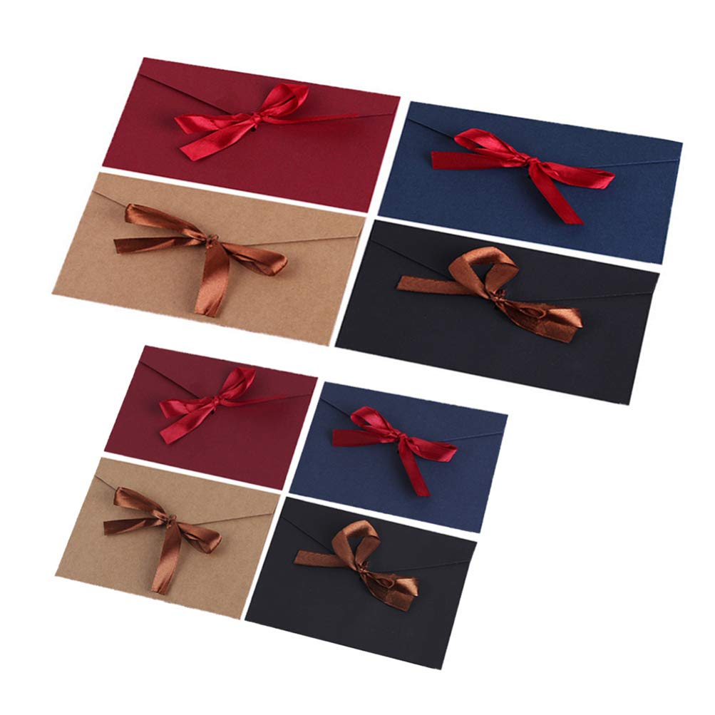 PRETYZOOM 8pcs Vellum Envelopes with Blank Invitation Cards & Bowknots - DIY Plain Cardstock Notecards for Holiday, Wedding, Bridal Shower - Includes Envelopes for Postcards & Greeting Cards | Perfect for Handmade Invitations, Party Decor & Gift Packaging