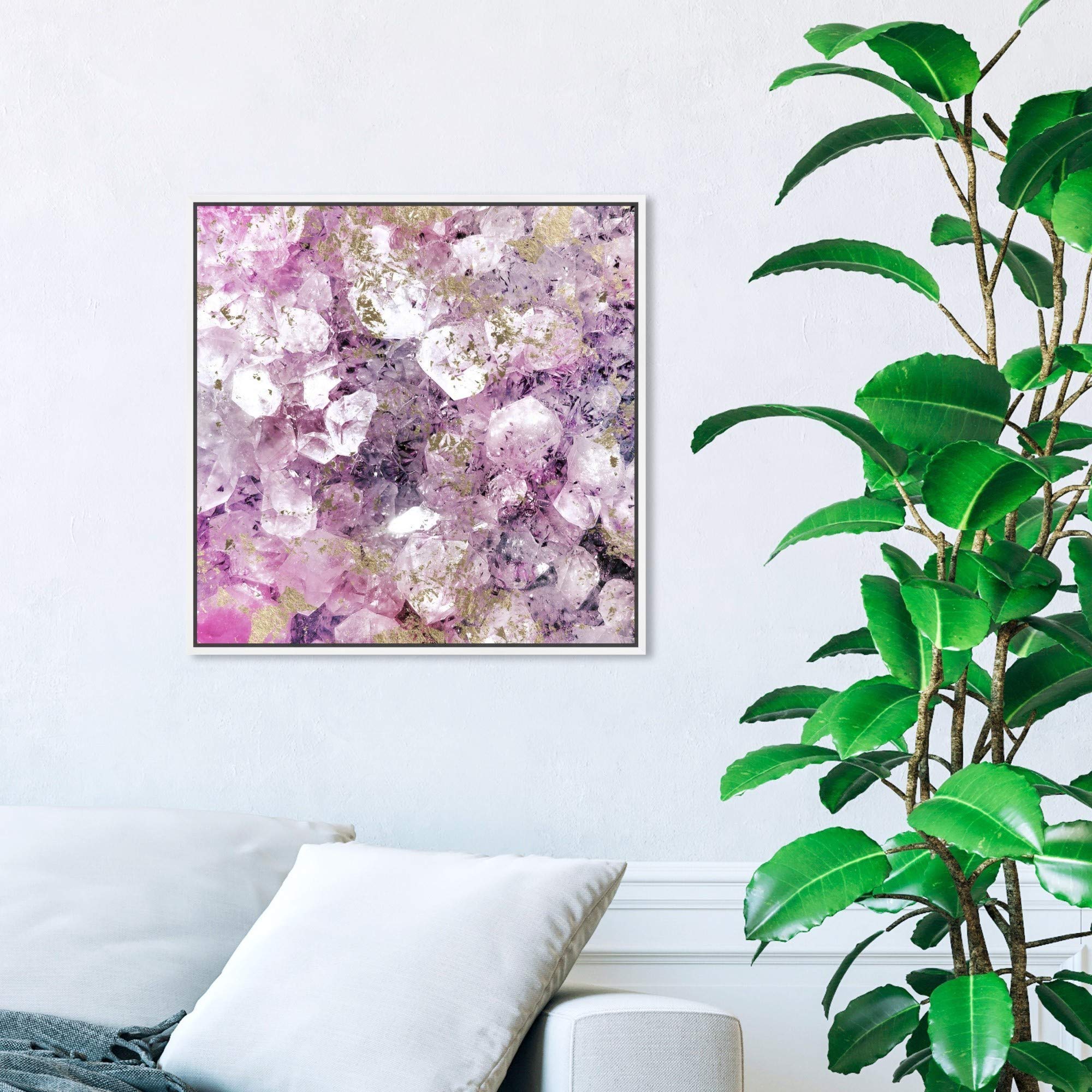 Oliver Gal Abstract Framed Wall Art - 20x20 Inch Purple & Gold Crystal Canvas Print for Romantic Home Decor | Perfect for Living Room, Bedroom & Office