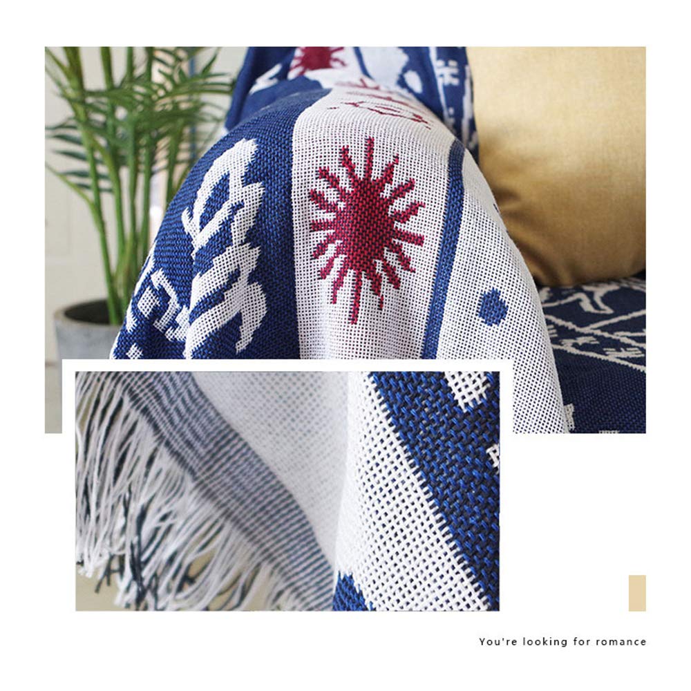Boho Blanket - Double-Sided Decorative Sofa Cover, Reversible Throw Blanket for Couch, Dust Protector - Yellow Zodiac Pattern (71