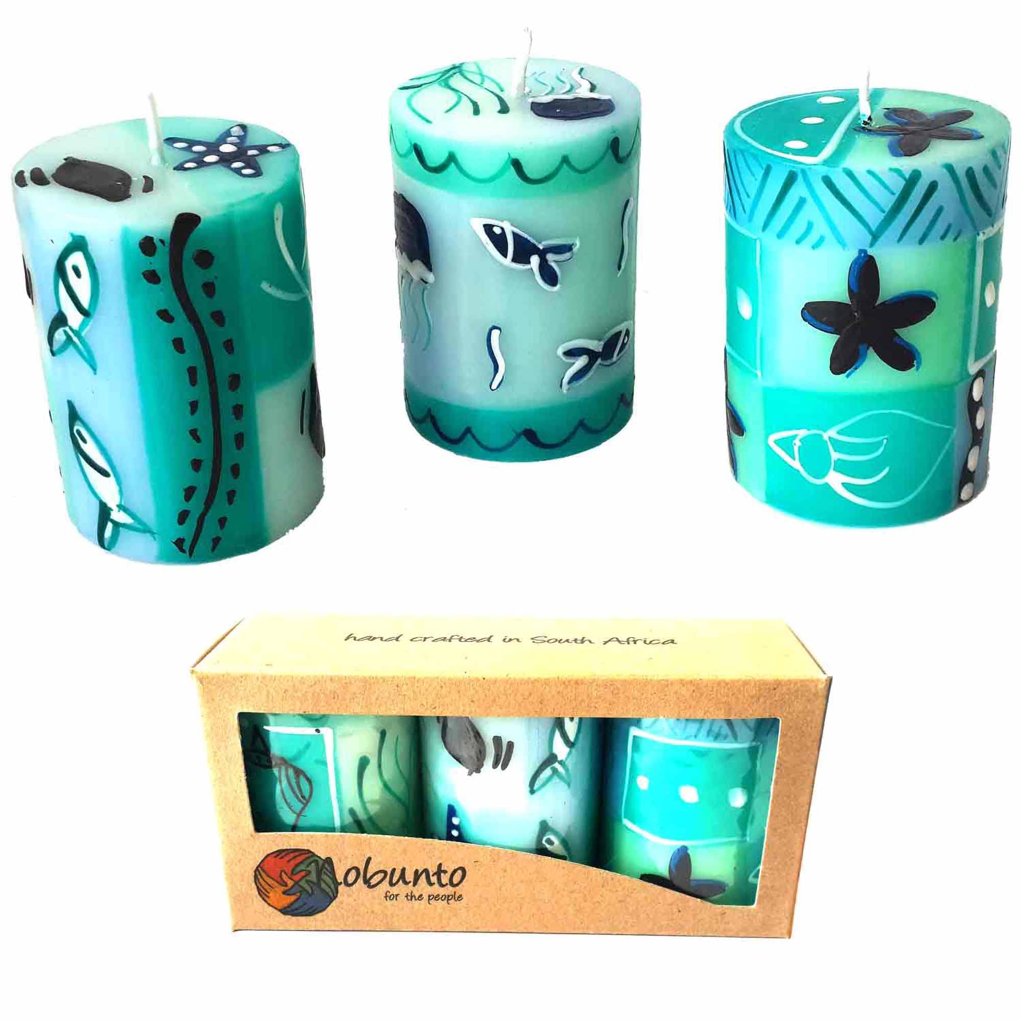 Hand-Painted Samaki Design Candles Set of 3 - Premium Nobunto Scented Candles for Home Decor, Wedding Centerpieces & Relaxation Gifts