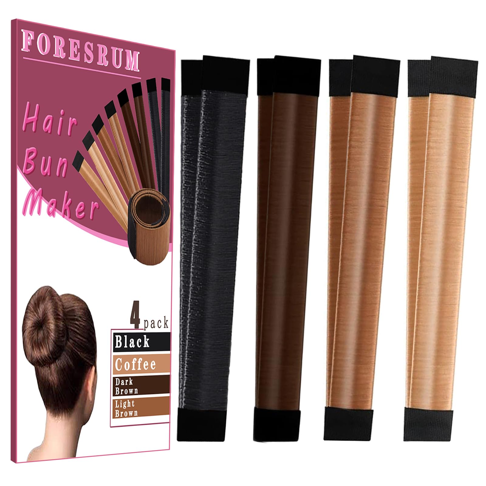 4 Pcs Magic Donut Hair Bun Maker - Invisible Hair Donut for Ballet, Dance & Everyday Hairstyles (Women & Kids)
