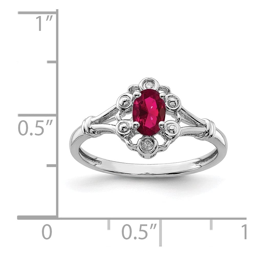 925 Sterling Silver Created Ruby & Diamond Solitaire Ring for Women - Size 9 | Elegant Engagement, Wedding, Anniversary & Gift Jewelry for Special Occasions
