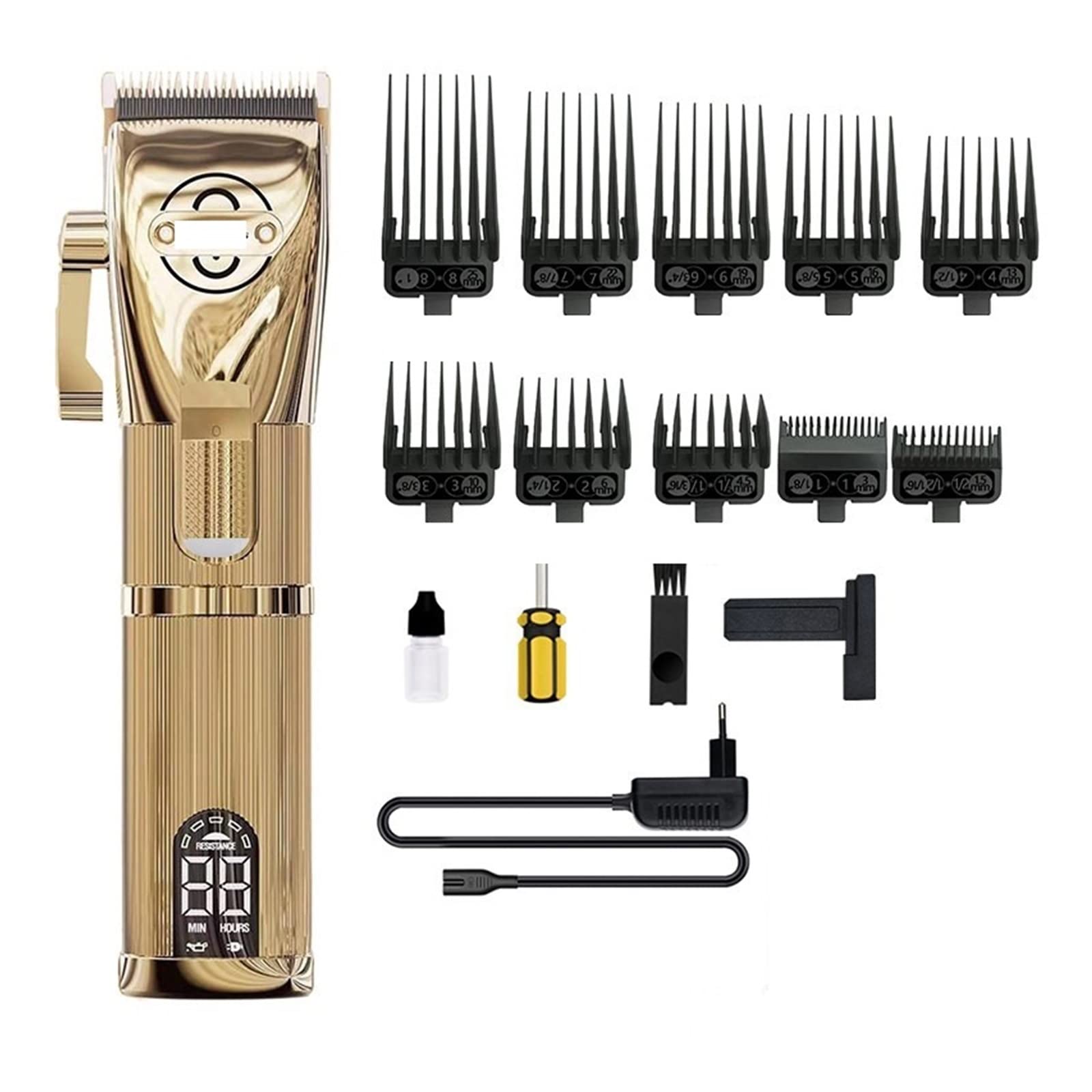 COKUERA Professional Hair Clipper P800 - Electric Hair Trimmer & Shaver with Golden Carving Scissors, Oil Head Technology for Barbers & Home Use | Perfect for Men's Grooming, Beard Trimming & Hair Styling (Original Box, EU Plug)