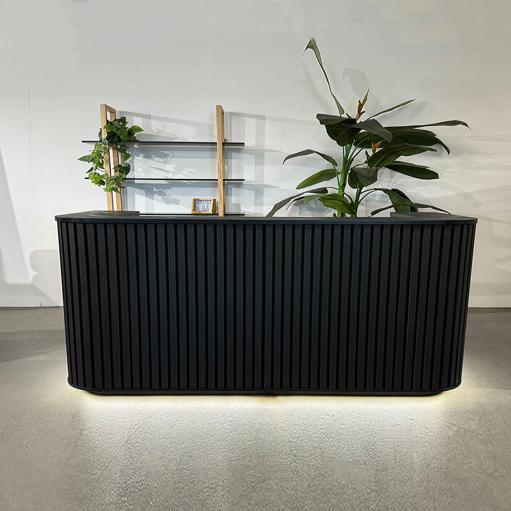 Modern HALO Reception Desk 240cm - Sleek Black Office Furniture for Professional Spaces | Perfect for Corporate Lobbies, Hotels & Business Centers