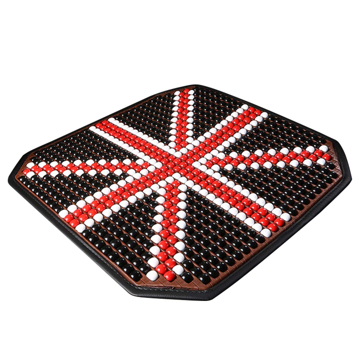 LKXHarleya UK Flag Pattern Wooden Beaded Car Seat Cover - Massaging Cool Comfort Cushion, Non-Slip Auto Accessories & Seat Protector (Black) - Perfect for Road Trips, Commuting & Hot Weather Driving