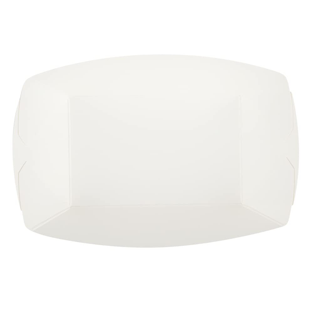 Restaurantware Bio Tek 1/2 Pound Disposable Paper Food Trays - 400 Heavy-Duty Greaseproof White Food Boats for Snacks, Appetizers, Treats | Perfect for Parties, Carnivals, Food Trucks & Catering Events