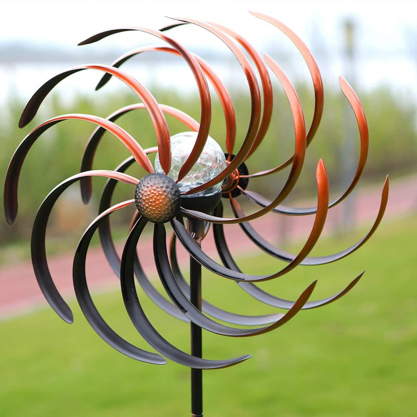 Double Windmill Spinner - Metal Stake Wind Catchers for Outdoor Yard, Patio, Lawn & Garden Decor | Durable Windmill Spinners for Outdoor Decorations, Perfect for Backyard, Porch, Balcony and Landscape Design