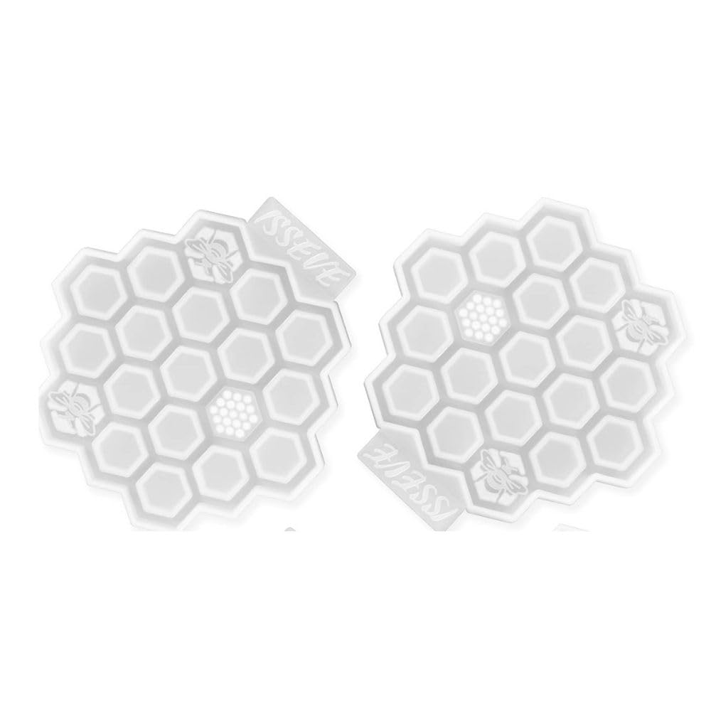 SNOOGG 2-Piece Honeycomb Coaster Mold for Silicone & Epoxy Resin Casting - DIY Craft Supplies for Home Decor, Wedding Favors, Gift Making - Perfect for Coasters, Trays, and Decorative Pieces