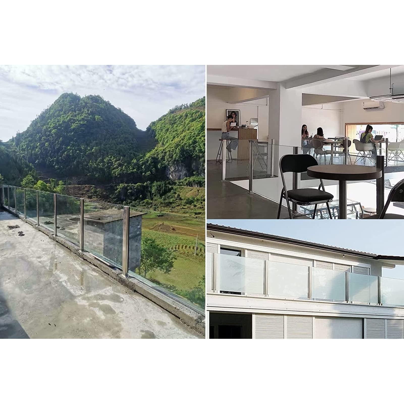 304 Stainless Steel Glass Balustrade Railing System - Patio Deck Fence Post with Fittings, Windproof Square Handrail for Garden, Stair & Commercial Use | Durable Indoor/Outdoor Glass Railing Solution for Home & Business