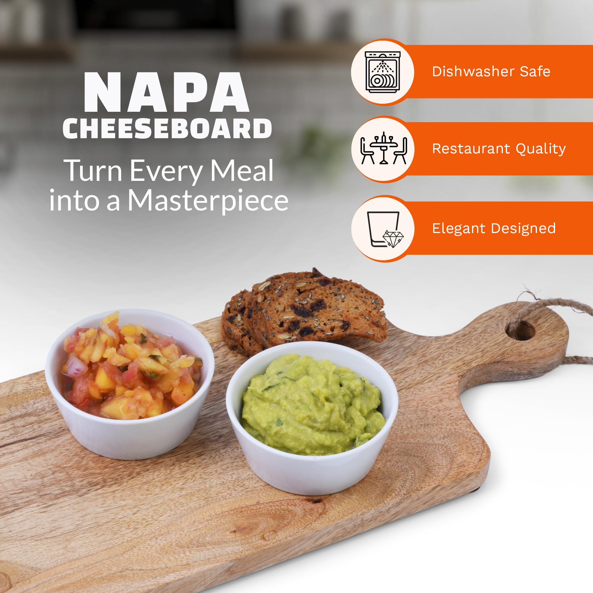 Premium Napa Mango Wood Cheese Board & Serving Tray - Small Charcuterie Platter for Entertaining, Wine Pairing, and Gourmet Cheese Presentation - Perfect for Dinner Parties, Gifts, and Home Decor