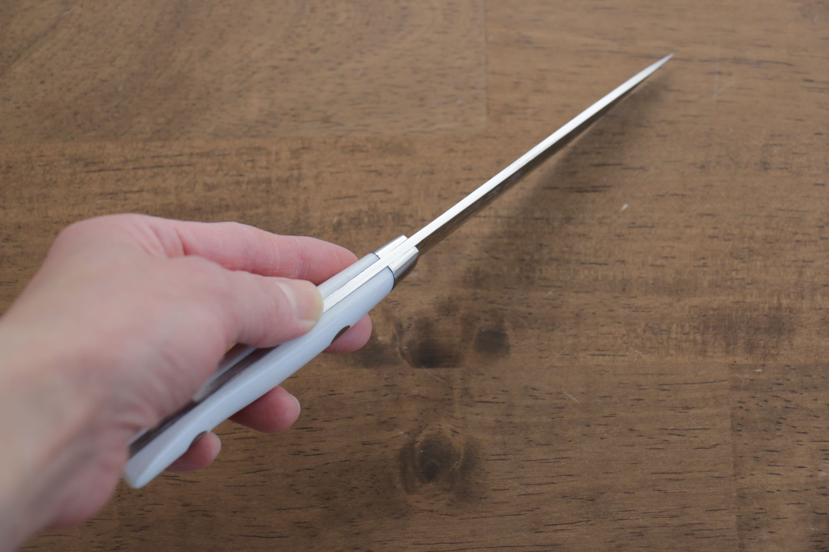 VG10 Damascus Petty Utility Knife 100mm - Japanese White Stone Handle - Perfect for Slicing, Peeling & Precision Kitchen Tasks