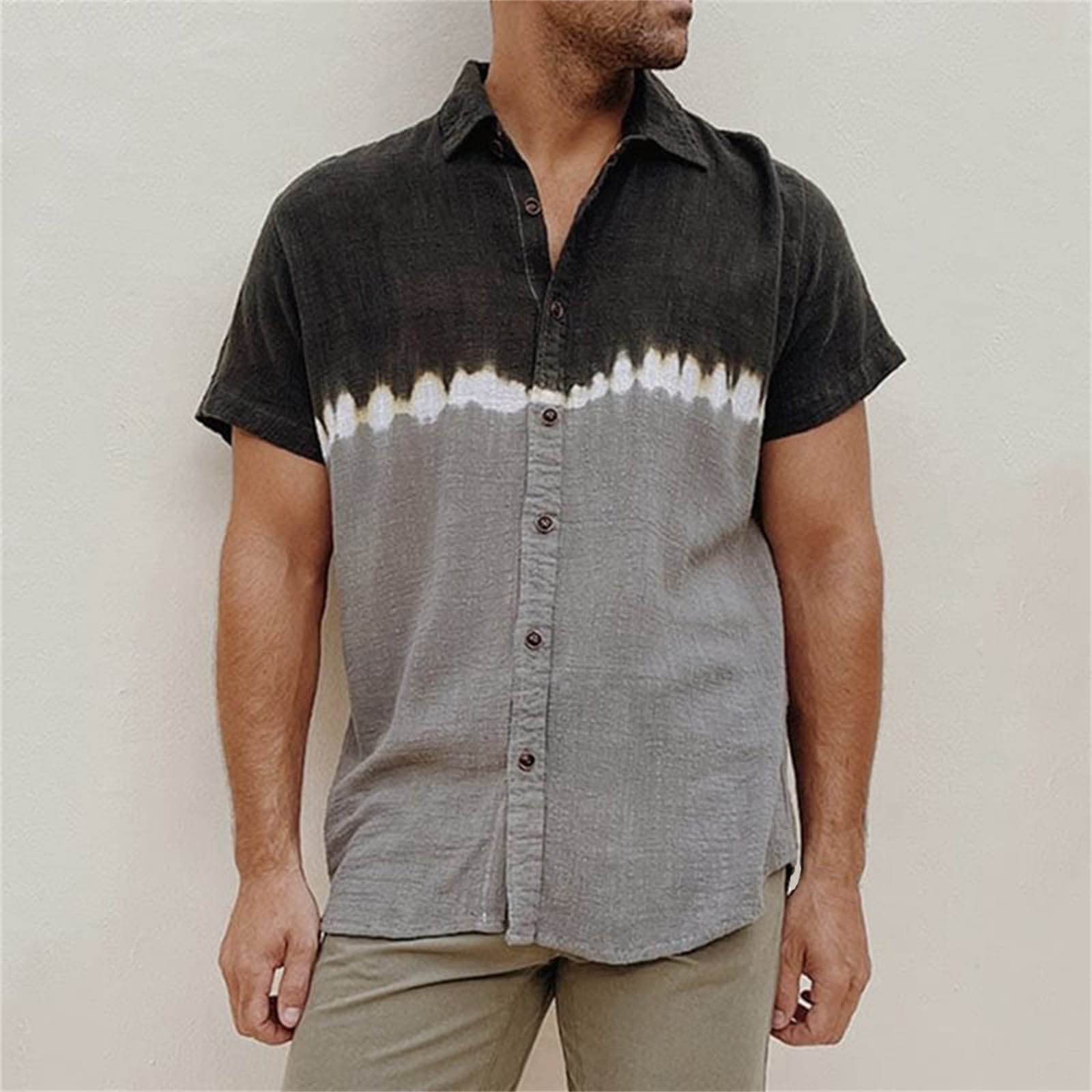 Men's Linen Short Sleeve Shirt - Breathable Cotton Blend Casual & Business Shirt for Summer | Regular Fit Beach Shirt in Black, Size XL | Perfect for Vacation, Office Wear & Outdoor Activities