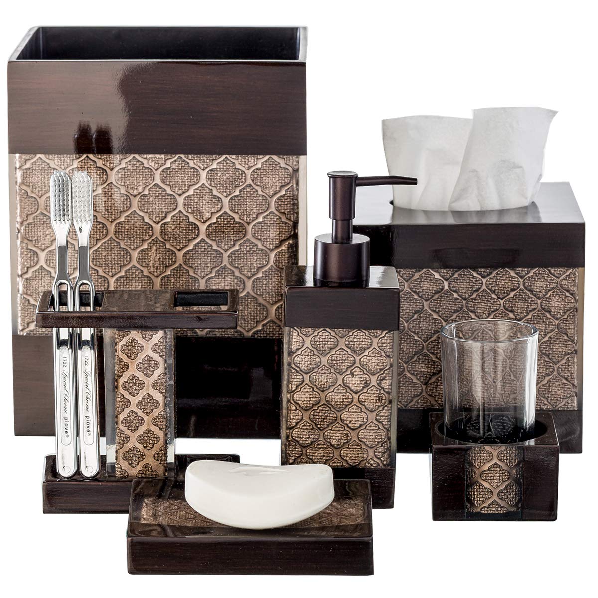 Modern Brown Dahlia Square Tissue Box Cover - Elegant Decorative Bathroom Tissue Holder for Home & Office Decor | Perfect for Bathrooms, Living Rooms & Bedrooms