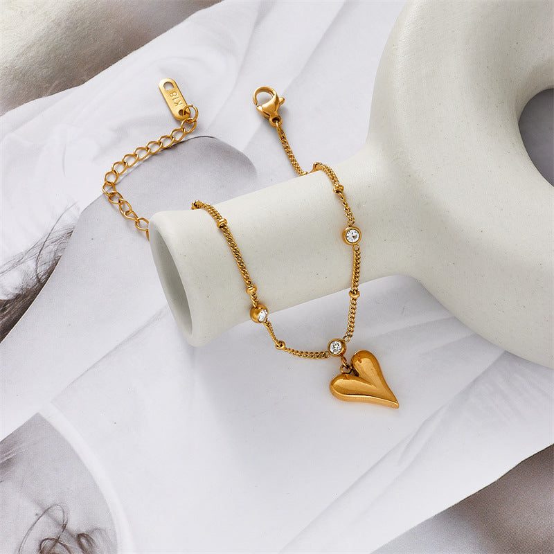 Dainty Gold Heart Anklet Chain Beaded Anklet for Women - Elegant Adjustable Ankle Bracelet for Summer Beach, Wedding & Boho Style | A280