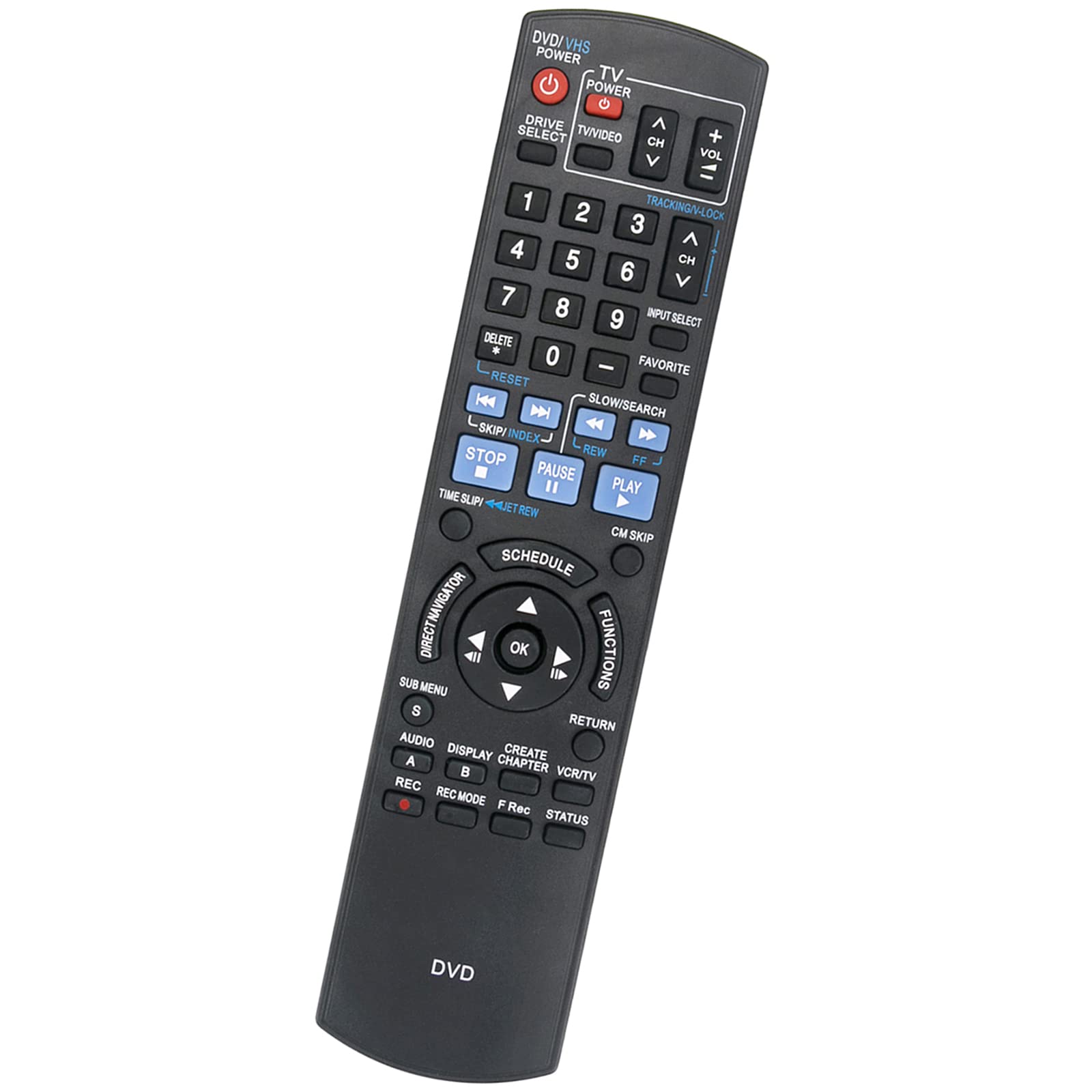 Original Remote Control Replacement for Panasonic DVD Recorder DMR-EZ485V DMR-EZ485 DMR-EZ48V DMR-EZ48VK DMR-EZ37V - Compatible with Multiple Models - Perfect for Home Entertainment & Media Playback