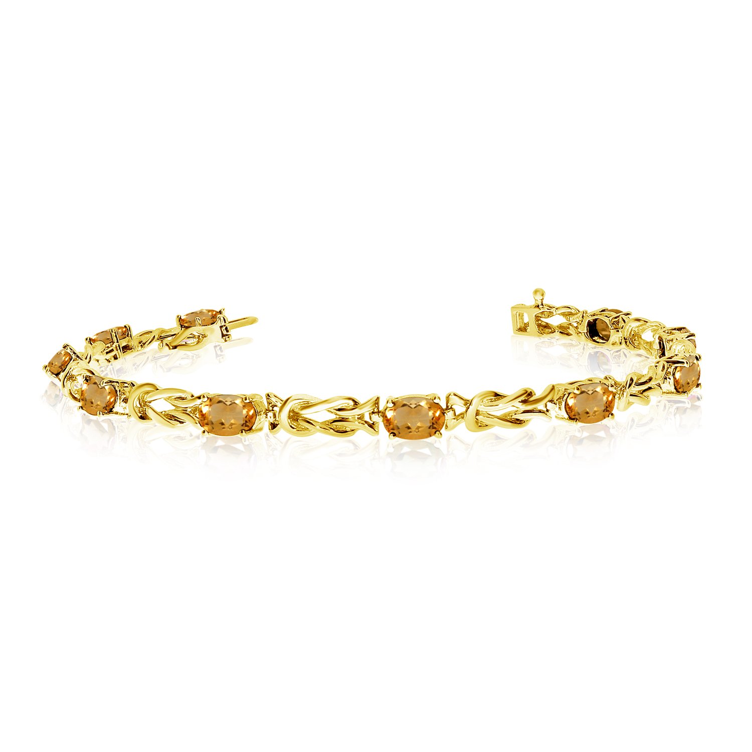 14K Yellow Gold Oval Citrine Reef Knot Bracelet for Women - Elegant Dainty Jewelry Gift for Birthday, Anniversary & Special Occasions