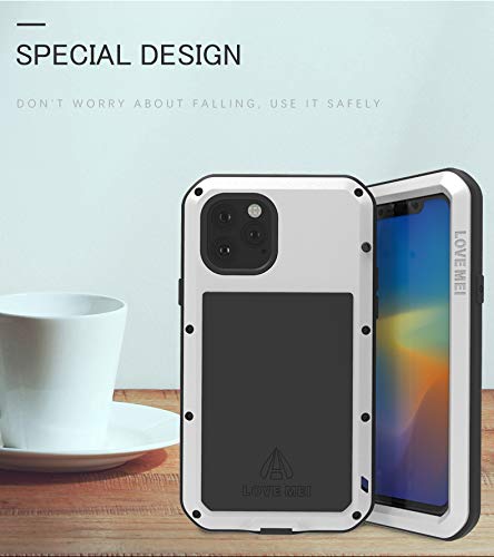 Love Mei Premium Aluminum Metal Armor Case for iPhone 11 Pro Max - Heavy Duty Shockproof & Dirtproof Full Body Protection (Silver) | Perfect for Outdoor Adventures, Construction Work & Extreme Sports