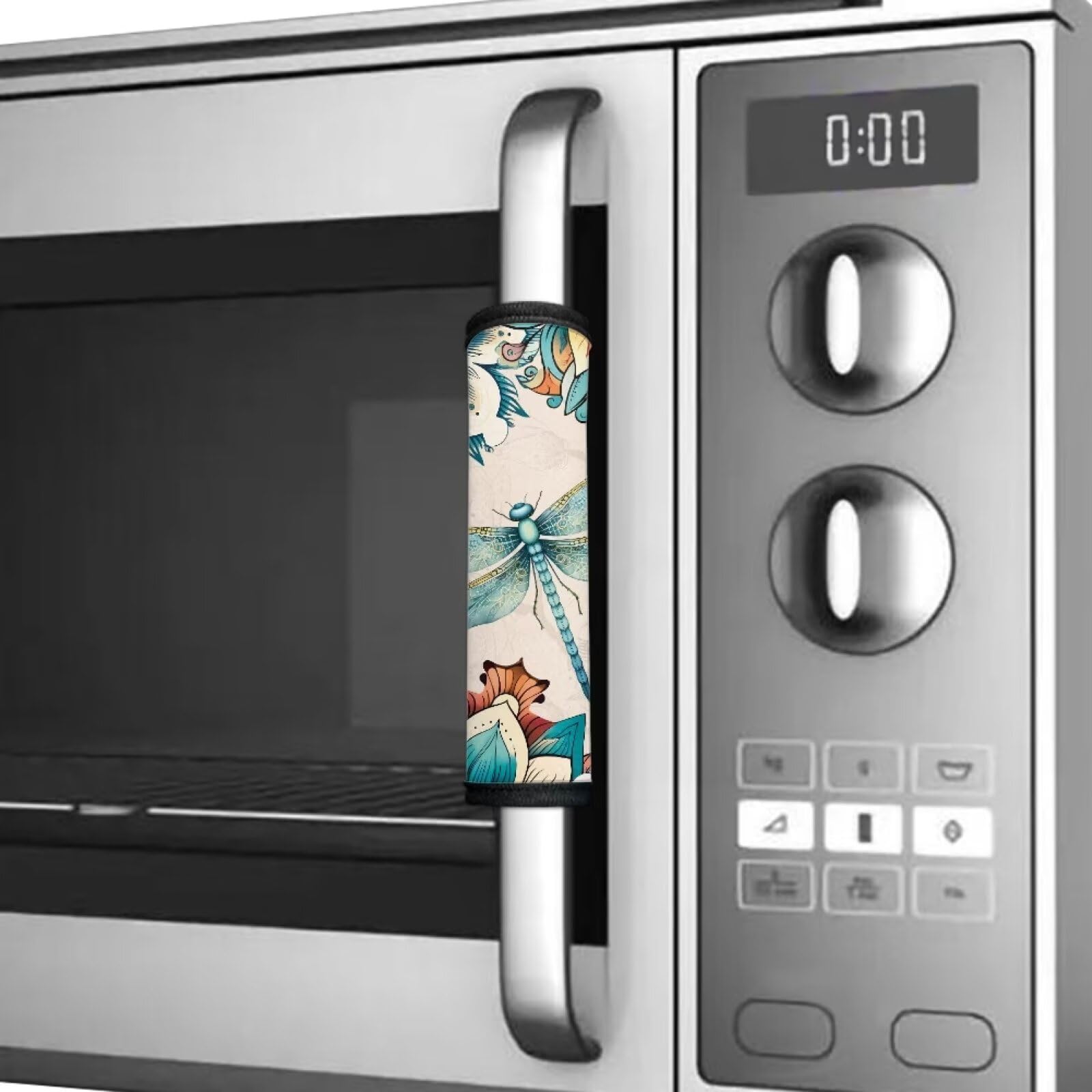 Boho Floral Hummingbird Refrigerator Handle Covers 4-Pack - Microwave & Dishwasher Door Protectors, Non-Slip Kitchen Decor for Home & Office Use