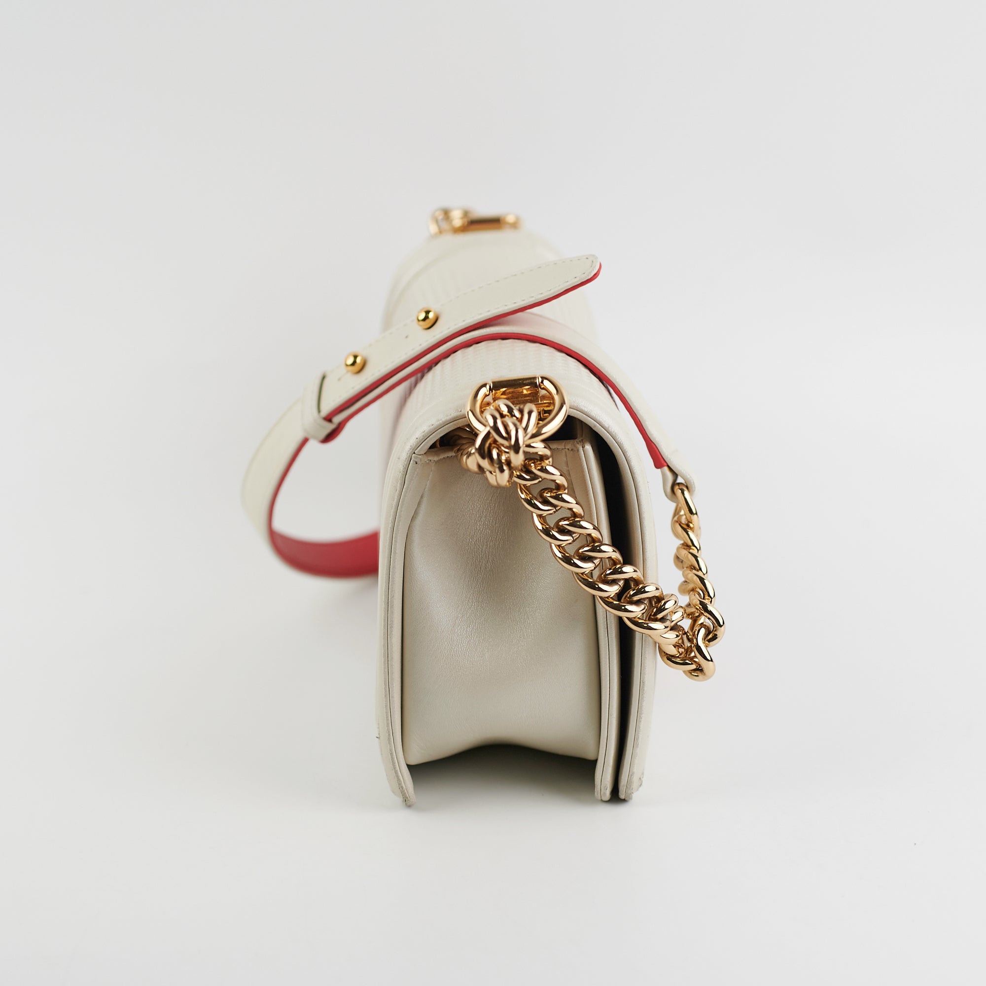 Chanel Old Medium Cube Embossed Boy Bag in White - Luxury Crossbody Bag for Women, Perfect for Date Night & Special Occasions