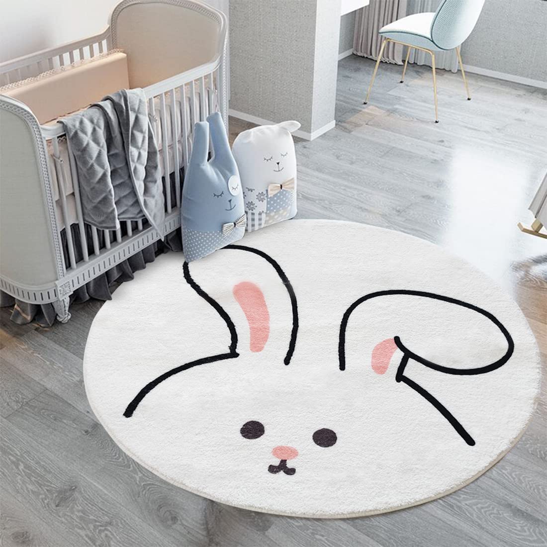 Poowe Kids Play Mat - Soft Non-Slip Alphabet Rug for Nursery & Toddler Bedroom - Rabbit Design 39.4