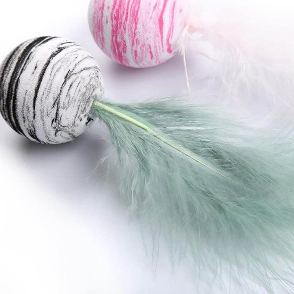 3pcs Bouncy Cat Toys with Feathers - Soft Interactive Kitten Balls for Indoor Play, Exercise & Training - Perfect for Playtime, Bonding & Stimulation